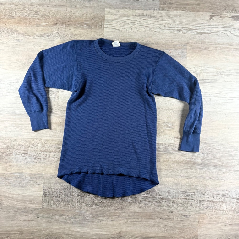Vintage Arctex Mens Large Waffle Knit Thermal Shirt Blue Made in USA Baselayer